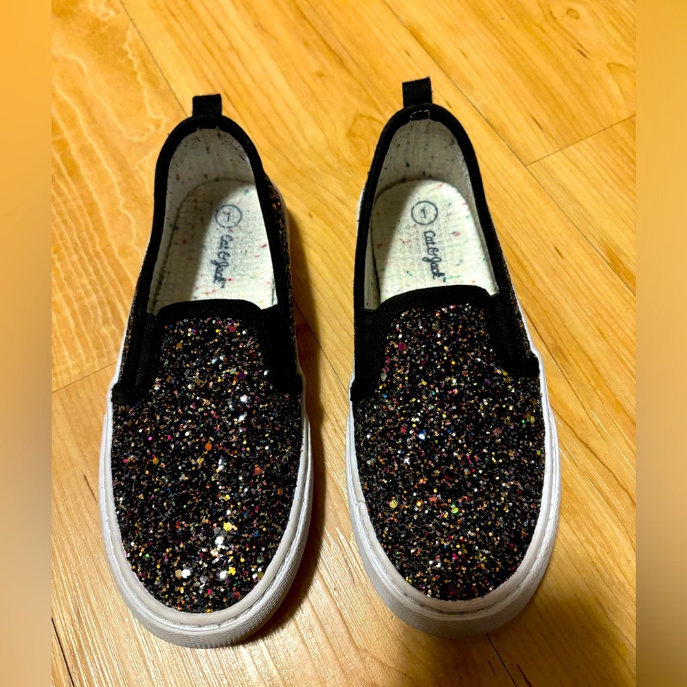Cat & Jack Madigan Glitter Slip On Sneakers Black Size 1 Girls